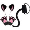 Mikiuly Animale Costume Gatto Cosplay, Costume Peluche, Orecchie da Gatto Lungo Coda Guanti, per Dress Up Party Halloween Festa, Carnevale Animale, per Bambini Adulti, 3 Pezzi