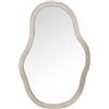 DRW Specchio da Parete a Forma di Legno Foderato in Velluto Beige, 105 x 70 x 5 cm