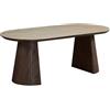 DRW Tavolo da Pranzo Ovale in Legno e Ceramica, Finitura in Marmo, Marrone, 76 x 200 x 90 cm