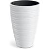 Prosperplast Vena - Vaso rotondo alto conico con serbatoio interno bianco, 39 x 39 x 56 cm, uso interno ed esterno per giardino, terrazza e balcone