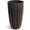 Prosperplast Wario Eco Wood - Vaso rotondo alto con serbatoio interno, effetto legno caffè, 29 x 29 x 50 cm, per giardino, terrazza e balcone