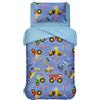 hermet Set Sacco Copripiumino Letto Singolo Trattori, Parure Copriumino 1 Piazza, Sacco + Federa, 100% Cotone