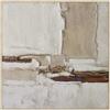 DRW Quadro su tela astratto con cornice in legno naturale in bianco, beige e marrone, 120 x 120 x 3 cm