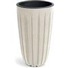 Prosperplast Wario Eco Wood - Vaso rotondo alto con serbatoio interno, effetto legno bianco, 29 x 29 x 50 cm, per giardino, terrazza e balcone