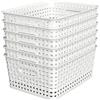WYT Cestini portaoggetti in plastica intrecciata, confezione da 6, colore bianco, 25,7 x 19,2 x 10,4 cm