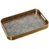 DRW Vassoio rettangolare in MDF e vetro decorato in oro, 4,5 x 42,5 x 27 cm