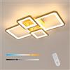 Goeco Plafoniera LED Soffitto Dimmerabile con Telecomando, 54W Plafoniera Moderna Oro, 3000K-6500K, Lampada da Soffitto Rettangolare per Cucina, Camera da Letto, Corridoio, Soggiorno