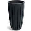 Prosperplast Wario Eco Wood - Vaso rotondo decorativo, effetto legno antracite, 29 x 29 x 50 cm, per giardino, terrazza e balcone