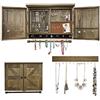 GLANT Organizer da parete rustico per gioielli, con decorazione in legno, supporto da parete, per collane, orecchini, bracciali, anelli e organizer per ganci abbinati, colore legno