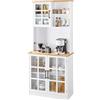 Yaheetech Credenza Cucina Alta Mobile Dispensa Buffet 80 x 37 x 183 cm | Armadio con Ante e Ripiani Regolabili, Piano di Lavoro Aperto, Mobile Per Sala da Pranzo Soggiorno, Bianco