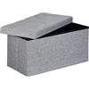 Relaxdays Pouf con Contenitore XL, Cassapanca con Coperchio, Panca Pieghevole, Sgabello Poggiapiedi, 36x76x38 cm, Grigio