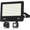 HAPYLUMI 100W Faretto Led da Esterno con Sensore di Movimento, Faretti Esterni con PIR 10000LM 6500K Bianco Freddo, IP67 Impermeabile Faro LED per Terrazza Giardino Garage Vialetto