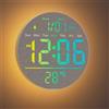 Maxstar Orologio da parete digitale a LED RGB, funzionamento a batteria | Orologio digitale a 5 livelli di luminosità: timer, sec, temperatura, data, ora fissa, luce notturna, sveglia
