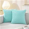 Ystyle Federe Cuscini Divano 40x40 Set Da 2, Copricuscini Divano Velluto Ciniglia Extra Morbida, Copricuscini Decorativi Motivo A Rombi E Cerniera Invisibile, Per Soggiorno E Letto, Azzurro