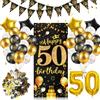 Alaoo 50 Anni Striscione di Compleanno, Unisex, Oro Nero,Verticale | 50 Anni Set di Decorazioni di Compleanno, Adatto per Decorazioni per Feste di Compleanno