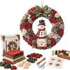 Generic Ghirlanda di Natale Fai da Te, Kit Arte Tessile 3D per Decorazione Porta，D | Kit Creativo Tessile 3D con 5 Motivi Natalizi, Ghirlanda da 23 cm da Creare, Appendere ed Esporre su Porta o Parete