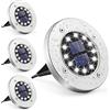 GIGALUMI Luci solari da terra Luce solare per giardino 12 LED 4 pezzi, luci bianche da giardino in acciaio inox impermeabile per esterno, giardino, patio, prato, cortile, passerella