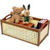 PH PandaHall Cestino in bambù in rattan, scatola decorativa in vimini con manici incorporati, contenitori rettangolari da scrivania per cucina, dispensa, ufficio, camera da letto, decorazione rustica
