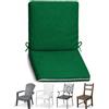HAND Cuscino con Schienale per Sedia - Cuscini Sedie Interno ed Esterno, Morbida Imbottitura, Per Giardino o Casa - Made in Italy (1, Verde, 90x41 cm)
