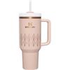 STANLEY Quencher H2.0 FlowState - Bicchiere termico sottovuoto in acciaio inox con coperchio e cannuccia, per acqua, tè freddo o caffè, frullati e altro, Blush Gloss Deco, 1,18 ml