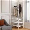 cecaro group appendiabiti da terra, Porta abiti ad angolo, porta abiti da sala industriale, organizer ad angolo con ripiano a 3 livelli per camera da letto, lavanderia, ingresso (bianco)