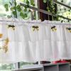 A.Monamour Tenda Corta per Finestra Piccola Cotone Lino Bianco Tulle Voile Trasparente Con Ciliegia Tendina Tenda da Cucina Bistrot Caffè Mezza Tenda Mantovana Tenda a Vetro Tenda a Pannello