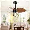 Lrenjon 81cm Lampadario con Ventilatore da Soffitto in Foglia Palma Vintage, Ventilatore a Soffitto con Luce E27 6 Velocità Reversibile Industriale, Lampade con Ventilatore Silenzioso in Campagna