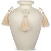 Arborus Vaso in ceramica beige con nappe, alto 24 cm, vaso per fiori rustico color crema, vaso decorativo bohémien, per fiori secchi erba della pampa, decorazione per la casa, il soggiorno e la tavola