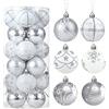 LIHAO 24 pz Palle di Natale, Palline per Albero di Natale Decorazioni e Pendenti Ciondoli Ornamenti Nozze Casa - Argento e Bianca, 6cm