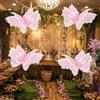 Yinkin 4 Pezzi Farfalle Decorative Giganti a LED da 50,8 cm, Mariposas Grandes para Decoracion, Farfalle 3D Luminose Giganti da Appendere per Matrimonio, Compleanno, Baby Shower (Rosa)