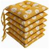 MENKËLL - Set 6 Cuscini Sedia da Cucina in Cotone - Coprisedia Universali 40x40cm Cuscino 4 punti con Lacci di Fissaggio Imbottiti 100% Made in Italy (Margherita Giallo Bicolore, 40x40 Fantasia)