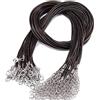 GIVBRO Cordini Cerati per Collana con Moschettone, Marrone, 20 pz | Diametro 1,5 mm, lunghezza 45 cm più catena di estensione da 5 cm, per pendenti, perline, bracciali e cavigliere