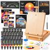 Shuttle Art Assortimento di pittura acrilica, 59 impacchettare articoli di pittura professionale con pannelli di legno Easel, 30 Colori Acrilici, tela, spazzole, tavolozza, Kit per adulti