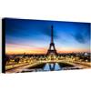 Wallazz Quadri Moderni Soggiorno Parigi, Tour Eiffel, Arco di Trionfo - 100% Made in Italy - Stampa HD su Tela Canvas - Quadro Camera da Letto - Qualità Artigianale - 50x100cm