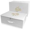 Wedcova - Scatola da viaggio per abito da sposa personalizzata bianca, scatola portaoggetti traspirante per abiti da sposa di medie dimensioni, scatola in tessuto da cabina di volo