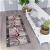 TAPISO Dream Tappeto Runner Passatoia per Corridoio Cucina Ufficio Entrata Ingresso Sala Design Moderno Motivo Geometrico Astratto Semicerchi Quadrati Grigio Scuro Pelo Corto 60 x 250 cm