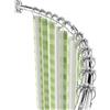 Misounda Asta Tenda Doccia Curva 140-200cm, Bastone Doccia Estensibile in Acciaio Inox 304, Supporto Parete Girevole a 180° per Pareti Inclinate, Tubo 25mm con 18 Ganci a Rullo, Argento