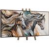 YS-Art Quadro Cavalli Astratti Dipinto a Mano su Tela con Texture Materica