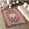 TAPISO Flannel Tappeto Soggiorno Stampato a Macchina Antiscivolo Lavabile Pelo Corto Design Vintage Tradizionale Ornamenti Multicolore Rosso Blu Camera Salotto Oeko-Tex 140 x 200 cm