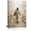 FajerminArt Gesù Camminando Sulle Acque Quadri Moderni Con Cornice, Cristiano Gesù Bibbia Racconti Stampe da Parete Religioso Cristo Spirituale Quadro Stampa Su Tela Decor per Soggiorno Preghiera Chiesa 30X40cm