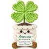 Apjielop Regalo per Fidanzata Fidanzato Coppia - Quadrifoglio Uncinetto, 13.5x7x7cm | Idea Regalo Anniversario, Regalo Romantica per Lei, Compleanno, Mesiversario o Matrimonio, Pensierini San Valentino