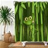 SDOTPMT 90x183cm Carina Rana Tenda da Doccia Bambù con Cartone Animato, Animale Astratto, Albero e Foglie - Verde da Bagno per Bambini in Poliestere Impermeabile con Ganci