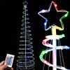 Bakaji Albero di Natale Spirale a 200 Led Luminoso RGB Slim Salvaspazio con Telcomando a Distanza Con Puntale a Stella Multicolor Tubo Trasparente per Interno ed Esterno (MULTICOLORE - 210CM)