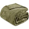 Exclusivo Mezcla Coperta in Pile, Leggero, Reversibile, Morbido, 150x200 cm | per Divano, Letto e l'Aperto, Copriletto Multi-Uso, Jacquard a Chevron, Tutte le Stagioni, Verde Oliva