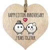 Stuff4 Targa in legno per 2° anniversario di matrimonio, per marito e moglie, con scritta in inglese Happy Cotton Anniversary, in legno chiaro