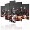 decomonkey Quadri Moderni Soggiorno New York Paesaggio, 5 pezzi, 200x100 cm | Tela strutturata su telaio in legno, decorazione da parete, natura, Quadro Stampa su Tela