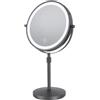 TopDirect Specchio Trucco con Luci, Specchio Ingranditore10x da tavolo,Nero | Specchio Tucco Ingranditore x10 Doppia Faccia con Piedistallo, Altezza Regolabile 35-45 cm, Rotazione 360°, Ricaricabile USB