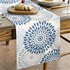 ETOLISHOP Runner da Tavola Blu Grigio Runner Boho Dalia Fiore Fattoria Geometrica Runner da Tavolo Caffè Centro Tavol 40X140 Centrini Moderni per Camera da Letto per Camerette, Sala da Pranzo, Feste e Patio