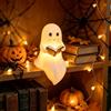 Wekuw Decorazione di Halloween Decorazione Fantasma (9.5x8.5x14cm) | Lampada a LED con Design a Libro Luci Fantasma Carino in Resina Night Lume Night Fantasmino In Resina, per la Casa, il Camino