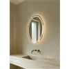 VIDI Home Lunor Specchio Bagno LED | 80 x 60 cm | Forma Ovale | Anticondensa | 3 Colori di Luce | Specchio da Parete Retroilluminato